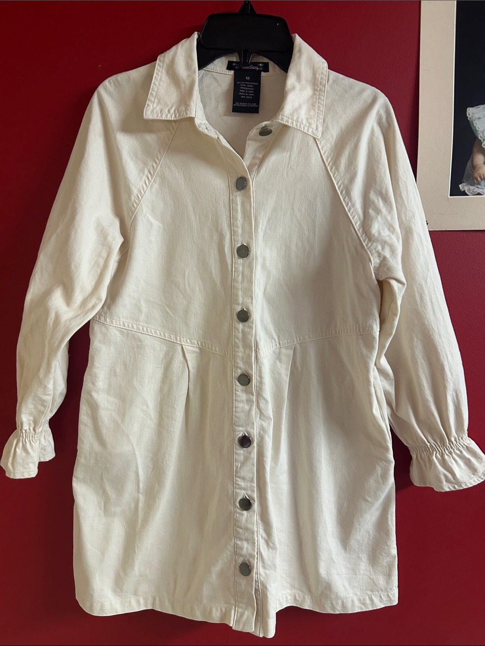 Xtraordinary Cream Button-Front jacket tunic dress size 12 girls
